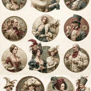 Cabinet of Curiosities (F) � Rizspapírra nyomtatott arisztokrata portrék, A4-es decoupage rizspapír - Meska.hu