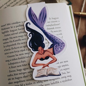 Kétoldalas Könyvjelző - Olvasó Sellő, Könyv & Zene, Könyvjelző, Festészet, Fotó, grafika, rajz, illusztráció, MESKA