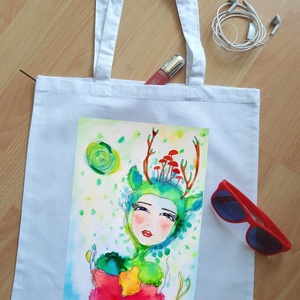 Karácsonyi vászontáska, fehér- A Vén Erdő Őre - táska & tok - bevásárlás & shopper táska - shopper, textiltáska, szatyor - Meska.hu