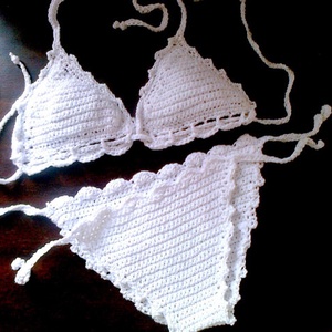Horgolt fehér bikini - Meska.hu