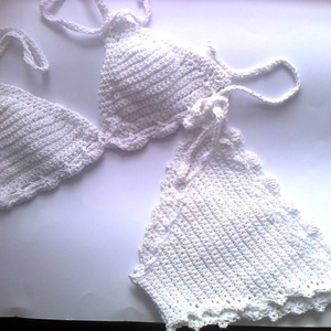 Horgolt fehér bikini - ruha & divat - női ruha - fürdőruha & fehérnemű - Meska.hu