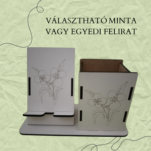 Ceruzatartó és mobiltelefon tartó választható gravírozott mintával (a videóból választhatsz) - Meska.hu