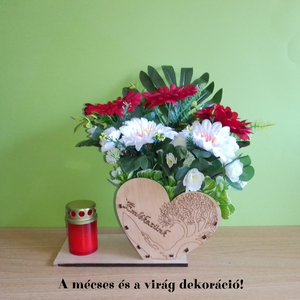 Temetői sírdísz Szív alakú virágtartó , Otthon & Életmód, Dekoráció, Virágdísz és tartó, Virágtartó, Famegmunkálás, Gravírozás, pirográfia, MESKA