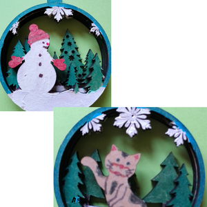Karácsonyfadísz hóember és cica  (10 cm) - Meska.hu