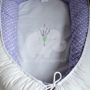 Levendula, lila, egyedi hímzéses babafészek - otthon & életmód - babaszoba, gyerekszoba - babaszoba, gyerekszoba - Meska.hu