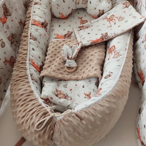 Erdei állatok, középbézs, XL-es babaszoba szett, Baba - mama, Babaágyneműk, Babafészek, Varrás, MESKA