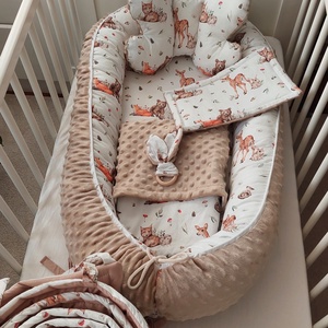 Erdei állatok, középbézs, XL-es babaszoba szett - baba - mama - babaágyneműk - babafészek - Meska.hu