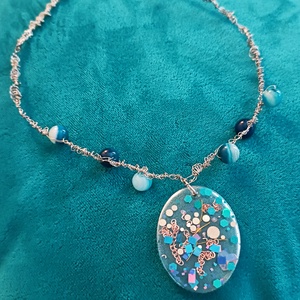 Türkiz Drót- technikával készült lánc - Meska.hu