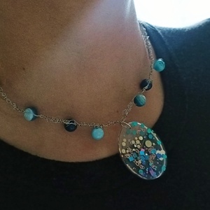 Türkiz Drót- technikával készült lánc - ékszer - nyaklánc - medálos nyaklánc - Meska.hu