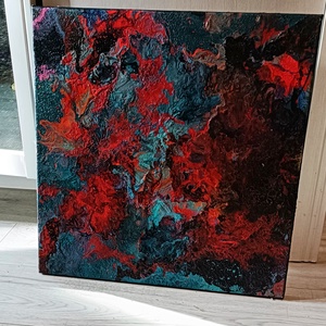 Összeolvadás 40 � 40 cm, Olaj�akril fúziós technikával készült absztrakt festmény - Meska.hu