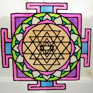 Szakrális ablakdísz, üvegmatrica, SRI YANTRA II., Otthon & Életmód, Dekoráció, Ajtó- és ablak dekoráció, Ablakdísz, Festett tárgyak, Festészet, MESKA