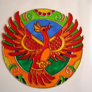 FENG SHUI ablakdísz, üvegmatrica, FŐNIXMADÁR - otthon & életmód - dekoráció - ajtó- és ablak dekoráció - ablakdísz - Meska.hu