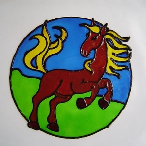 FENG SHUI ablakdísz, üvegmatrica, LÓ/CSŐDÖR - otthon & életmód - dekoráció - ajtó- és ablak dekoráció - ablakdísz - Meska.hu