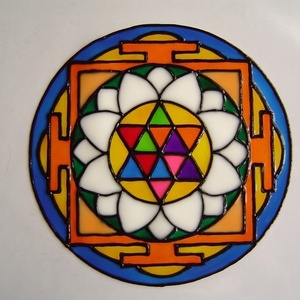 Szakrális ablakdísz, üvegmatrica, SRI YANTRA - otthon & életmód - dekoráció - ajtó- és ablak dekoráció - ablakdísz - Meska.hu