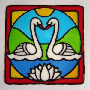FENG SHUI ablakdísz, üvegmatrica, HATTYÚK PÁRBAN - otthon & életmód - dekoráció - ajtó- és ablak dekoráció - ablakdísz - Meska.hu