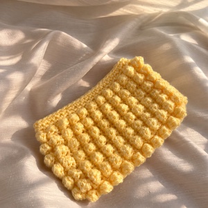 Kézzel készített sárga horgolt clutch táska � buborékmintás alkalmi kézitáska � cipzáras záródással, , Horgolás, MESKA