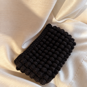 Kézzel készített barna horgolt clutch táska � buborékmintás alkalmi kézitáska � cipzáras záródással, , Horgolás, MESKA