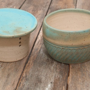 Kerámia vizes vajtartó (türkiz) -  - Meska.hu