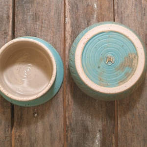 Kerámia vizes vajtartó (türkiz) -  - Meska.hu