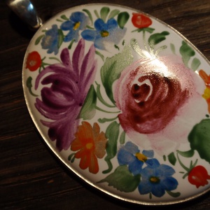 Mandala festett porcelán medál ezüst - ékszer - nyaklánc - medál - Meska.hu