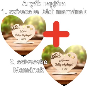 Dédinek és Mamának szív alakú talpas dísz - Meska.hu
