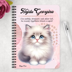 Személyre szabható - Hógolyó cuki cica mintás A6-os füzet - otthon & életmód - papír, írószer - jegyzetfüzet & napló - Meska.hu