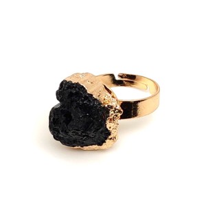 Védelmező nyers fekete turmalin állítható gyűrű 15�20mm - Meska.hu