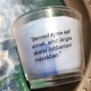 Szövegelős szójaviasz gyertya, Otthon & Életmód, Gyertya, illat, aroma, Gyertya, Gyertya-, mécseskészítés, MESKA
