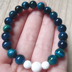 Illatfelhő a csuklódon, illatos ásványkarkötő, lávakő és tigrisszemből - ékszer - karkötő - ásványkarkötő - Meska.hu