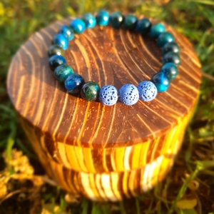 Illatfelhő a csuklódon, illatos ásványkarkötő, lávakő és tigrisszemből - Meska.hu