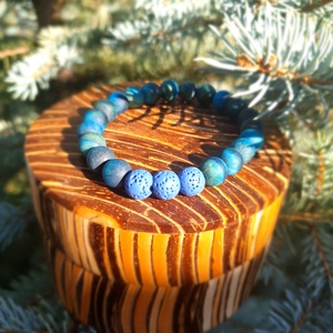 Illatfelhő a csuklódon, illatos ásványkarkötő, lávakő és matt tigrisszemből, Ékszer, Karkötő, Ásványkarkötő, Ékszerkészítés, MESKA