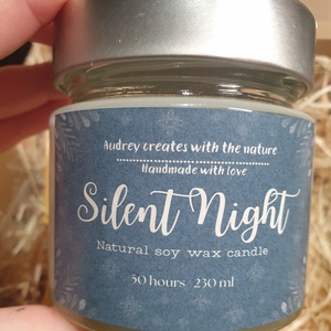 Karácsonyi ajándékdoboz, szójaviasz gyertya és hópihe alakú gyertya - karácsony - karácsonyi lakásdekoráció - karácsonyi illatgyertya, mécses - Meska.hu