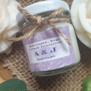 Köszönetajándék,szójaviasz gyertya,esküvő ültető, levendula illattal, 42ml, Esküvő, Dekoráció, Gyertya & Gyertyatartó, Gyertya-, mécseskészítés, MESKA