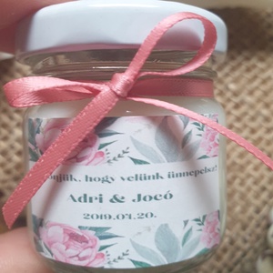 Köszönetajándék,szójaviasz gyertya,esküvő ültető, bazsarózsa illattal, 42ml - esküvő - dekoráció - gyertya & gyertyatartó - Meska.hu