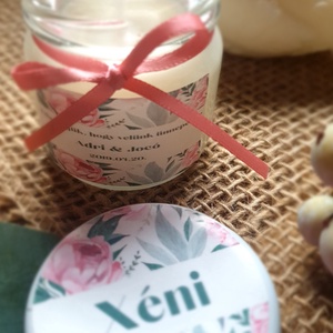 Köszönetajándék,szójaviasz gyertya,esküvő ültető, bazsarózsa illattal, 42ml - esküvő - dekoráció - gyertya & gyertyatartó - Meska.hu