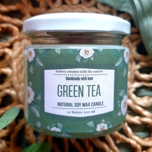 Természetes szójaviasz gyertya-Green Tea - Meska.hu