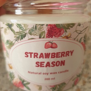 Természetes szójaviasz gyertya-Strawberry Season - Meska.hu