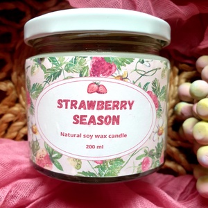 Természetes szójaviasz gyertya-Strawberry Season, Otthon & Életmód, Gyertya, illat, aroma, Gyertya, Gyertya-, mécseskészítés, MESKA