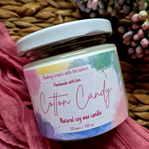 Természetes szójaviasz gyertya-Cotton Candy - Meska.hu