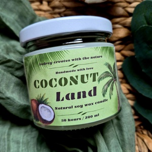 Természetes szójaviasz gyertya-Coconut Land - Meska.hu