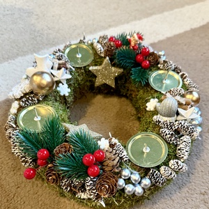 Adventi koszorú  - otthon & életmód - dekoráció - asztal és polc dekoráció - asztaldísz - Meska.hu