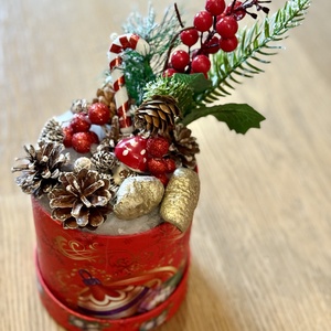 Karácsonyi asztaldísz dobozkával - karácsony - karácsonyi lakásdekoráció - ünnepi asztaldekoráció - Meska.hu