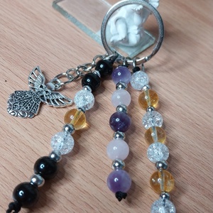  Nyilas horoszkóp  kulcstartó. Citrin, hegyikristály, ametiszt turmalin  - kellékek & szerszámok - ásvány alapanyag - ásványfüzér - Meska.hu
