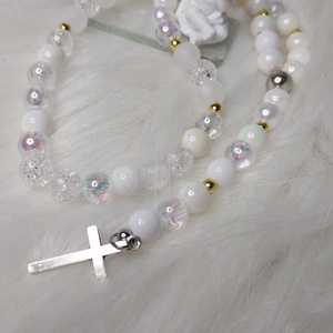Fehér gyöngy rózsafüzér � angyali tisztaság és védelem.  - Meska.hu