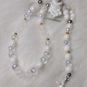 Fehér gyöngy rózsafüzér � angyali tisztaság és védelem.  - ékszer - nyaklánc - monogram & névnyaklánc - Meska.hu