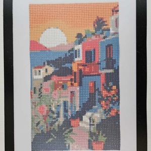 Aranyló naplemente - Kézzel készített gyémántfestmény (az ár a keretet is tartalmazza) (keret nélküli méretek: 14x25 cm) - Meska.hu
