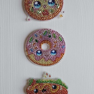 Snack Time � Fast Food Kollekció - 3 db kézzel készült gyémántfestéses hűtőmágnes szett - Meska.hu