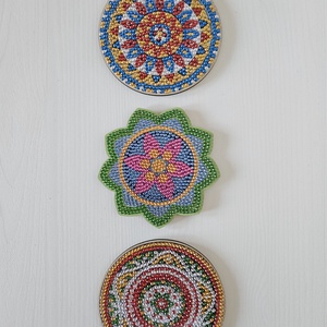 Mandala Harmony � 3 db kézzel készült gyémántfestéses hűtőmágnes szett - Meska.hu