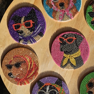 Paws 'N' Sparkle � Gyémántfestett kutyus poháralátét szett - otthon & életmód - konyhafelszerelés, tálalás - tálalás - tányér- és poháralátét - Meska.hu