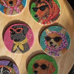Paws 'N' Sparkle � Gyémántfestett kutyus poháralátét szett - otthon & életmód - konyhafelszerelés, tálalás - tálalás - tányér- és poháralátét - Meska.hu